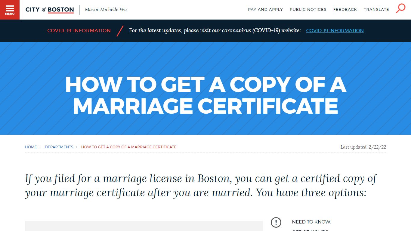 How to get a copy of a marriage certificate | Boston.gov